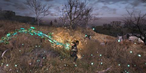 Fighting enemies in the forest in Forspoken