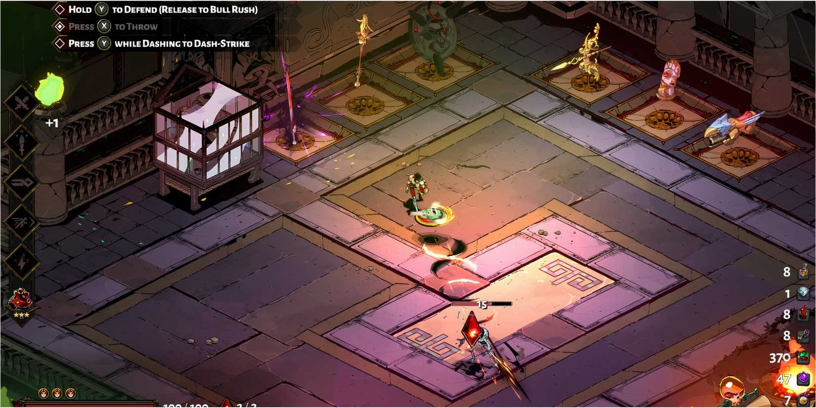 Fighting enemies with a shield in Hades