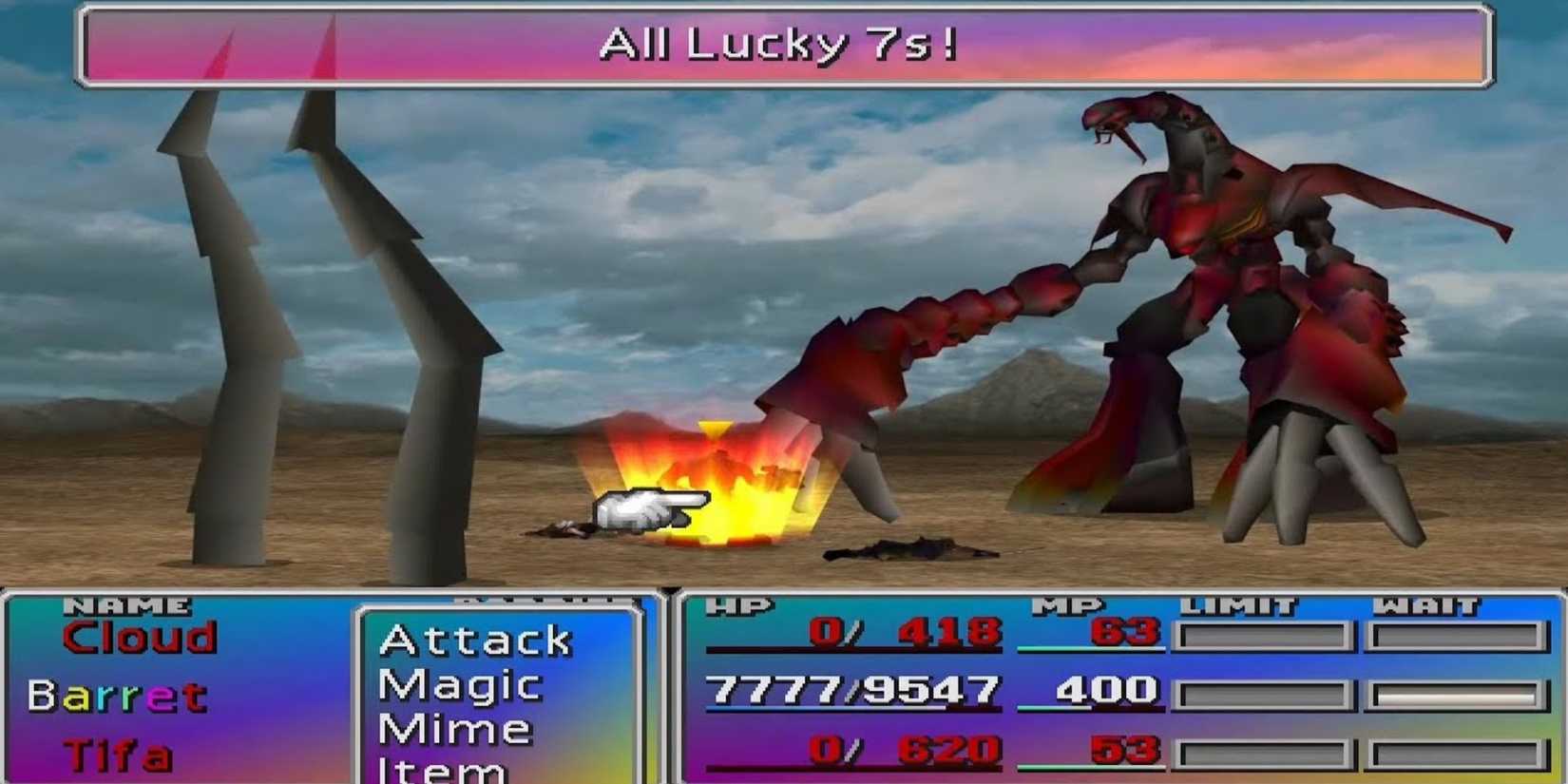 Fighting Ruby Weapon in Final Fantasy 7