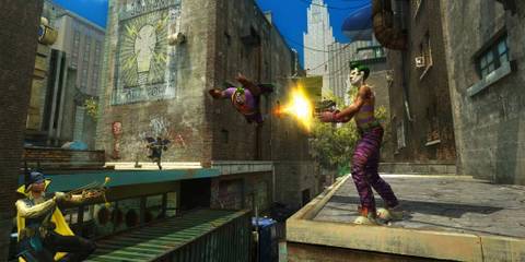 Fighting teams in the city in Gotham City Imposters