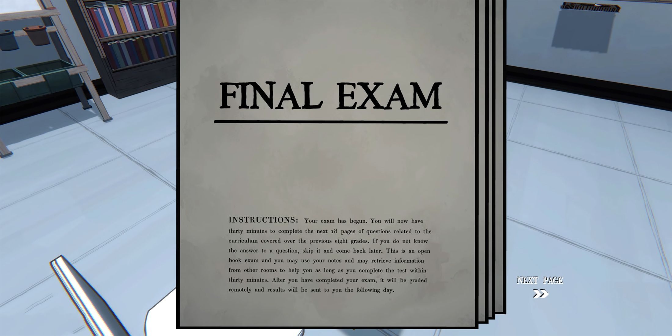 Examen de examen final en Blue Prince