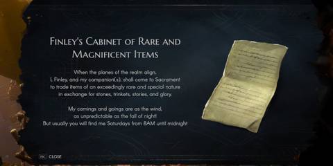 Finley's Note in No Rest for the Wicked