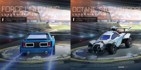Force Lightning Trail and Stormtrooper Decal in Rocket League and Fortnite