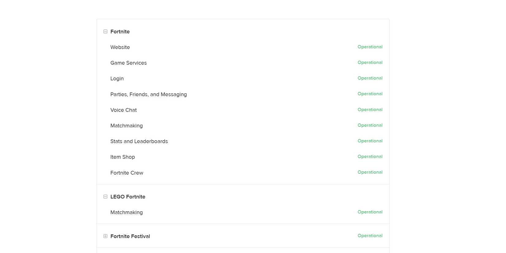 fortnite epic games server status page