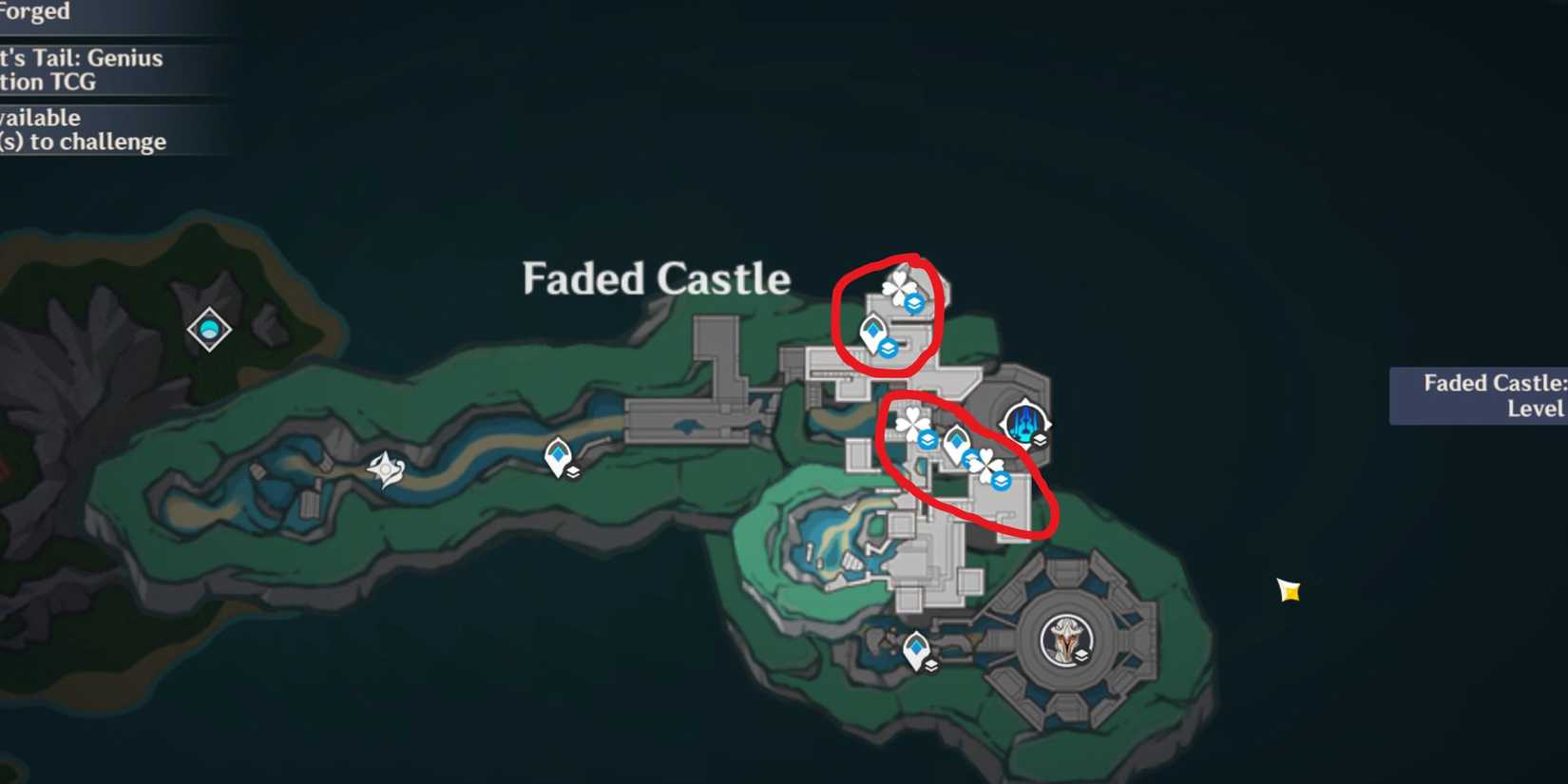 Genshin Impact- Faded Castle (Nostoi Region) Artifact Route