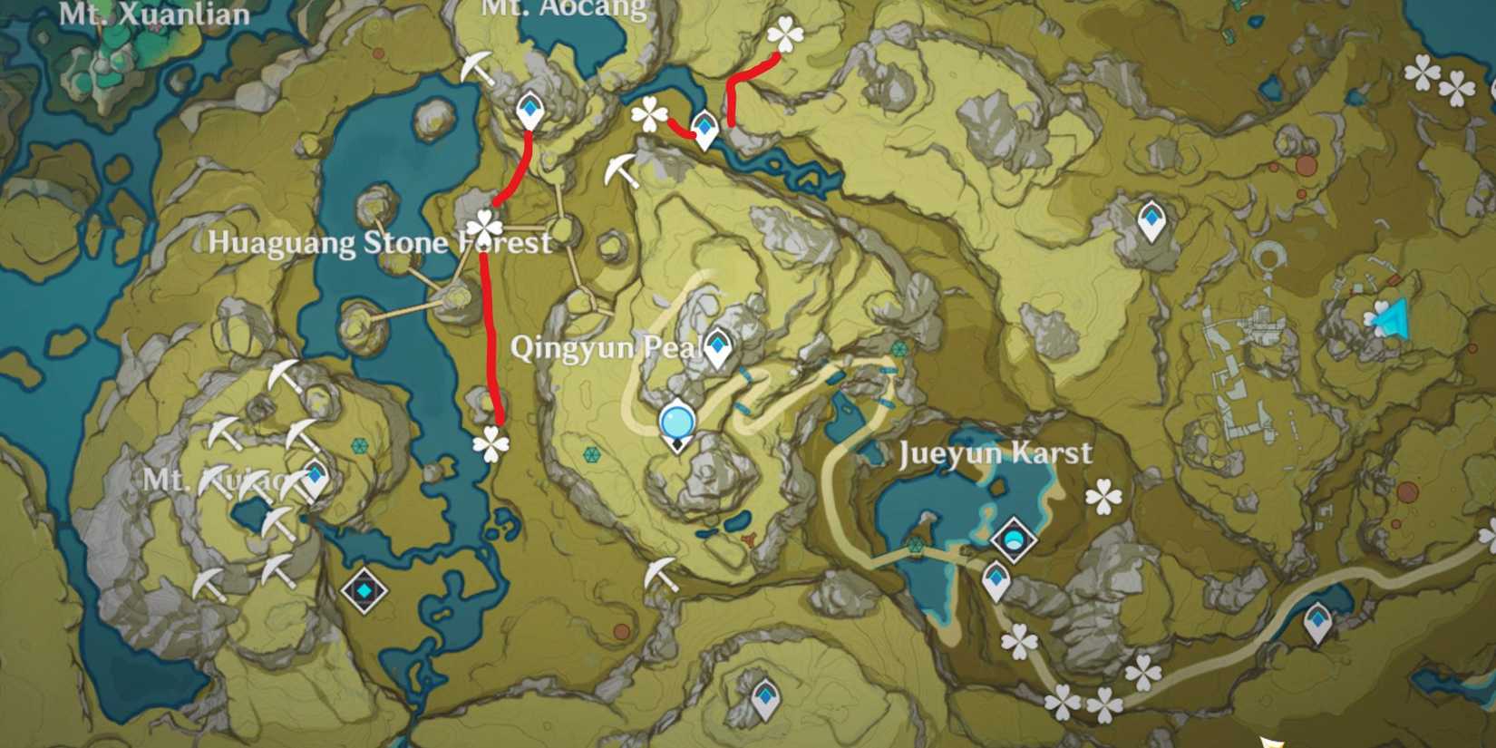 Genshin Impact- Huaguang Stone Forest Artifact Farming Route