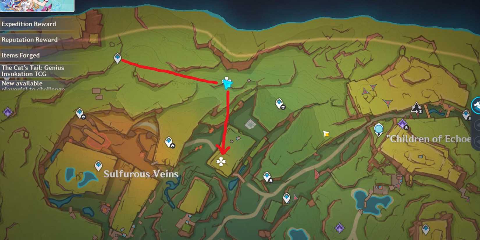 Genshin Impact- Sulfurous Veins Artifact Route