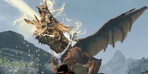 Kratos encountering a captured dragon in God Of War (2018)
