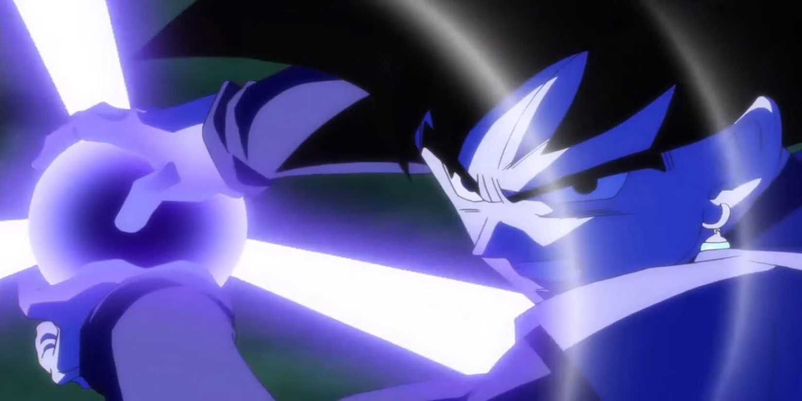 Goku Black charging up a Kamehameha wave in Dragon Ball