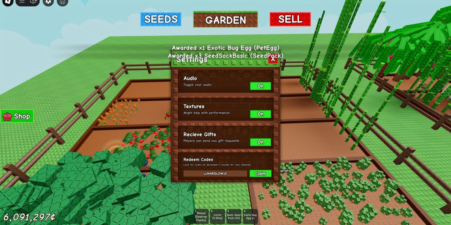 Roblox grow a garden codes