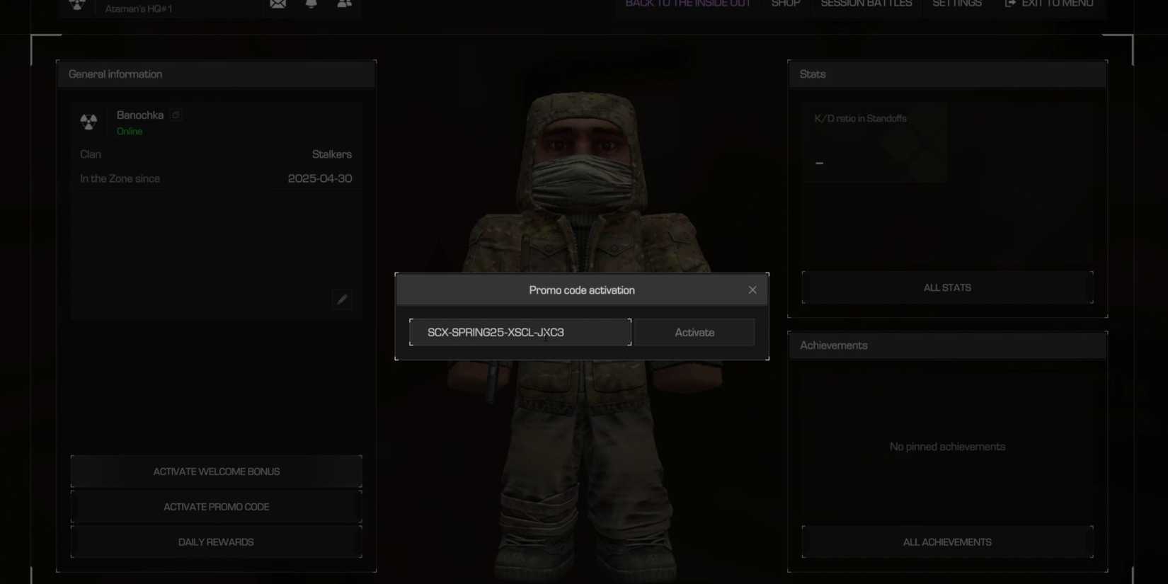 STALCRAFT: X the codes tab
