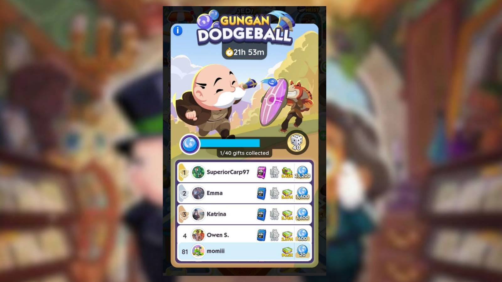 gungan dodgeball monopoly go