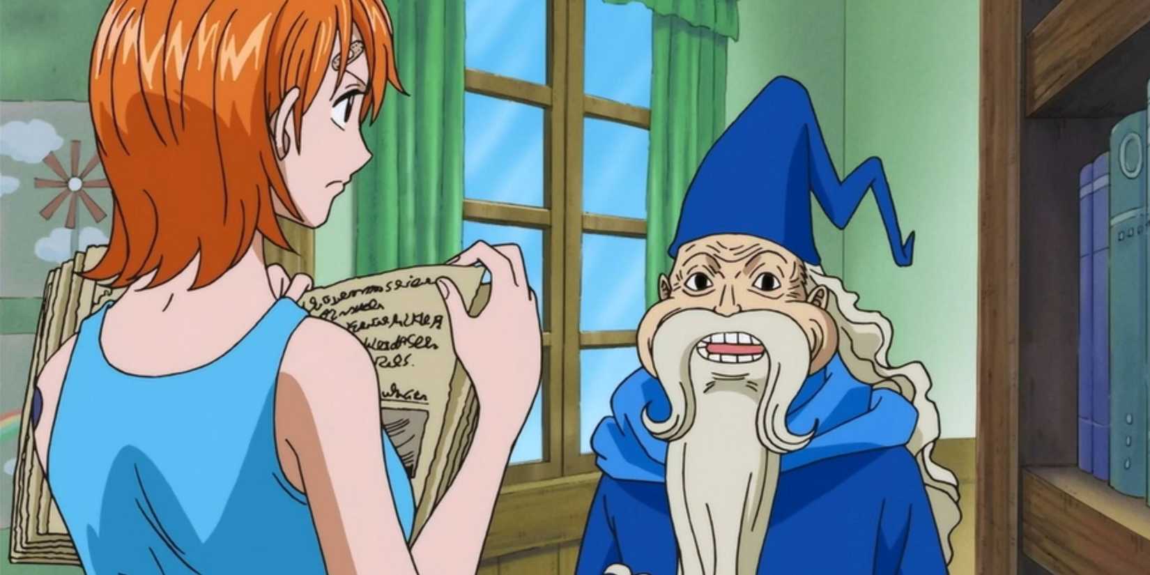 Haredas teaches Nami about the weather in the New World - One Piece