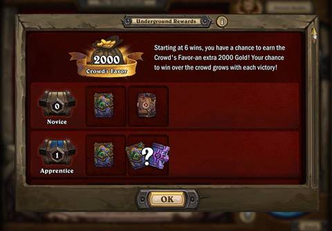 hearthstone arena underground rewards crowd's favor