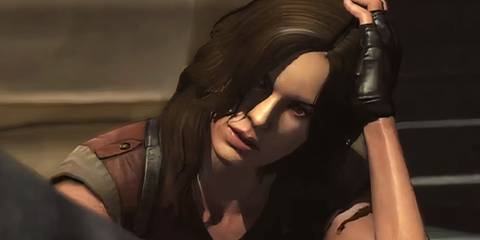 Helena with her head in a hand in Resident Evil 6