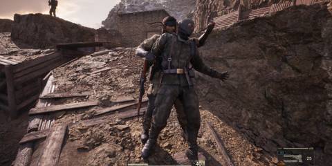 Holding up an enemy in Metal Gear Solid Delta Snake Eater