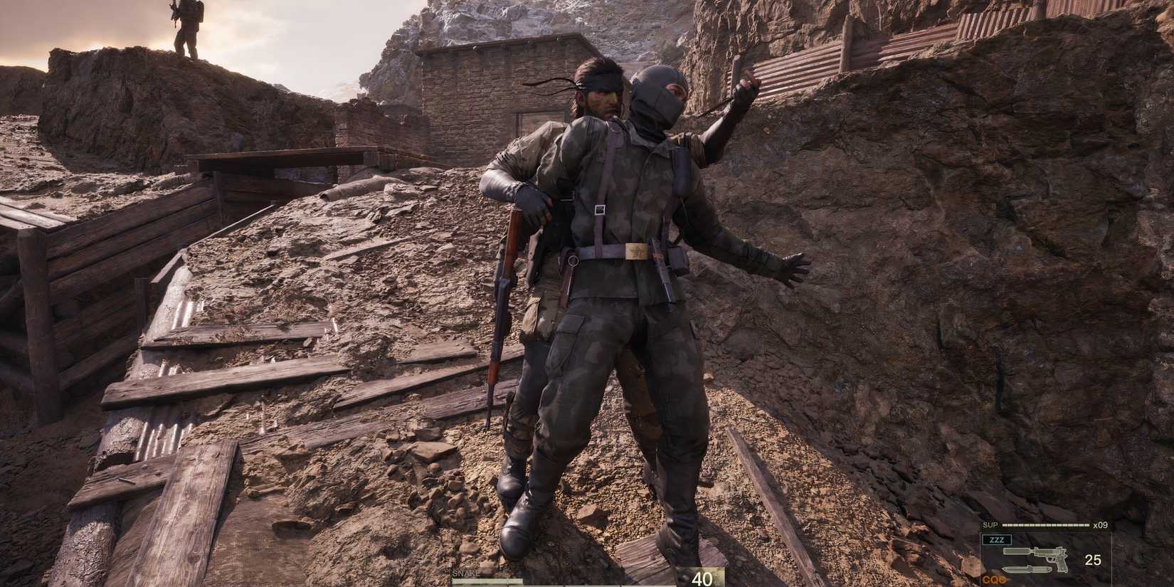 Holding up an enemy in Metal Gear Solid Delta Snake Eater