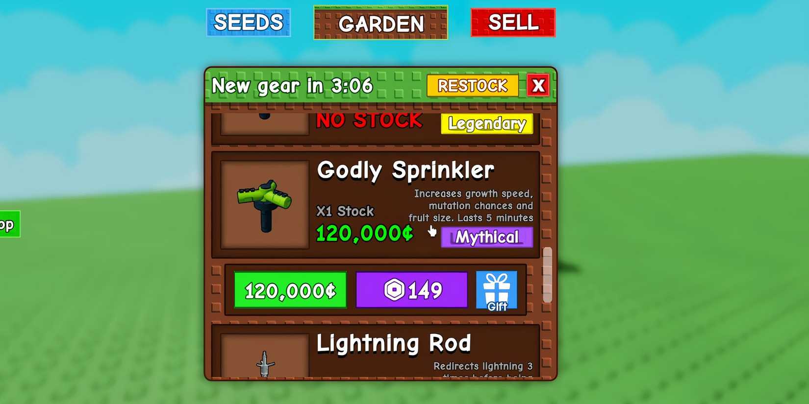 how to get sprinklers in grow a garden