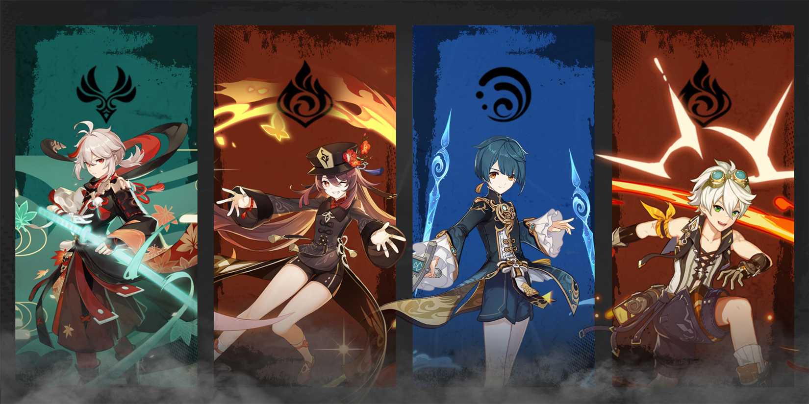 hu tao-xingqiu-bennett- and kazuha team composition in genshin impact