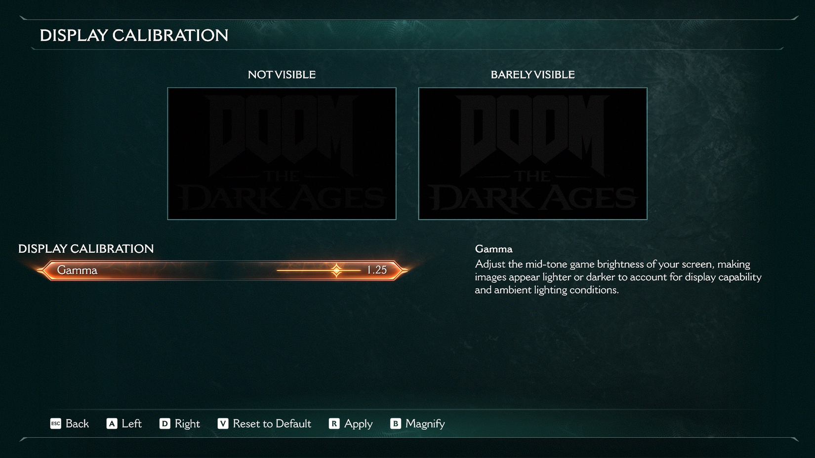 DOOM The Dark Ages Gamma setting
