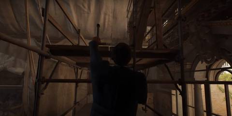 Indiana Jones & the Great Circle - climbing the scaffolding