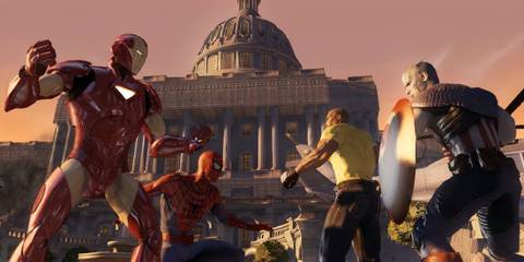 Iron Man, Spider-Man, Luke Cage, and Captain America Prepare to Fight in Marvel Ultimate Alliance 2