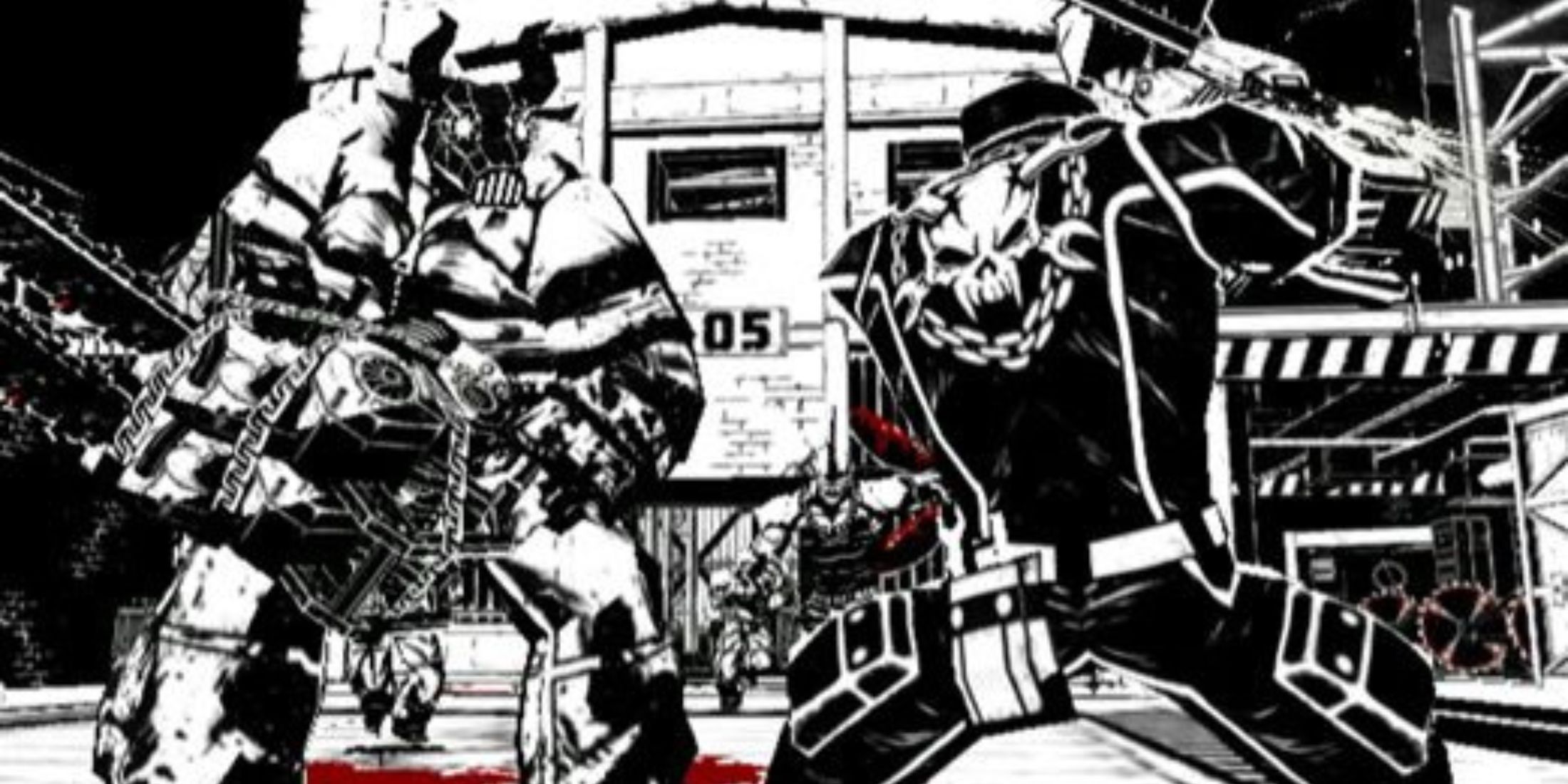 Jack fighting a minotaur enemy - MadWorld