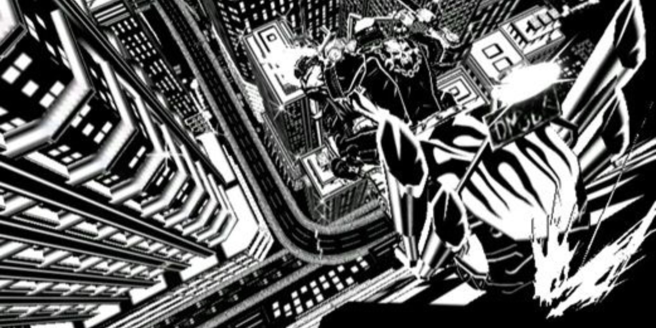 Jack riding a bike across a building - MadWorld