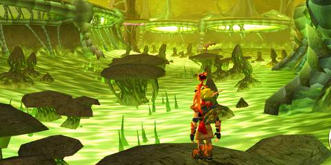 Jak and Daxter gazing on toxic fields in Jak 3