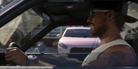 Jason from GTA 6 driving a car