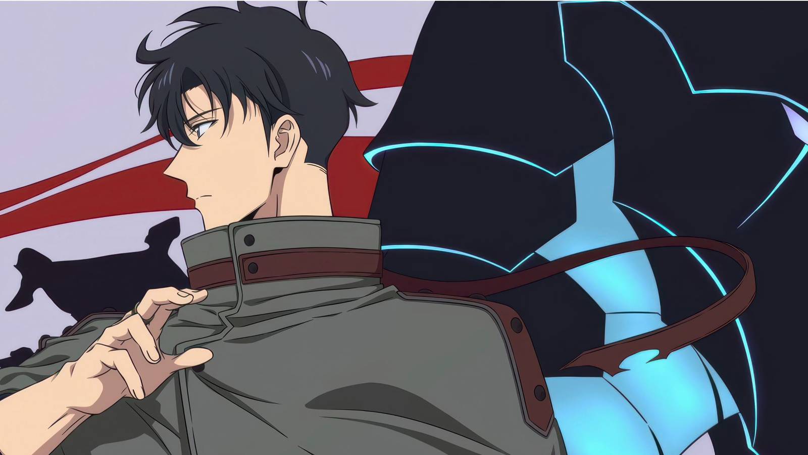 picture: jinwoo and igris in solo leveling anime poster.