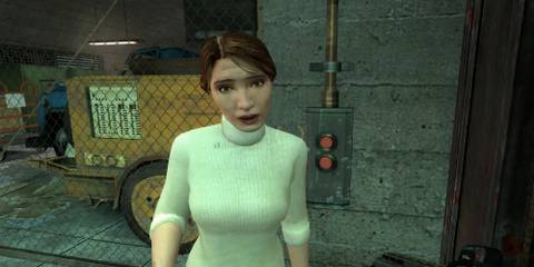 judith at the elevator entrance in half-life 2