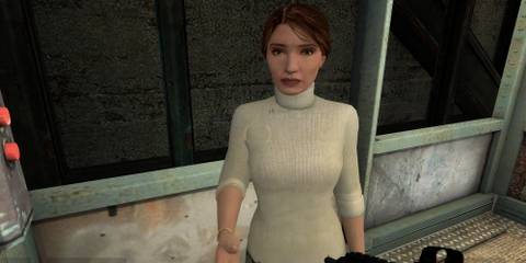 judith on an elevator in half-life 2