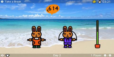 Jumping on the beach in Jump Rope Challenge