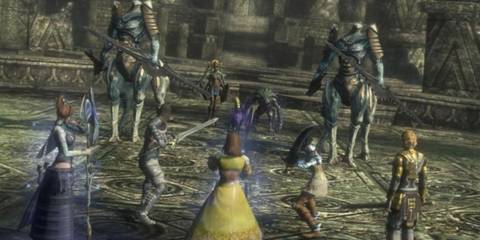 Kaim and his party fighting a bunch of enemies - Lost Odyssey