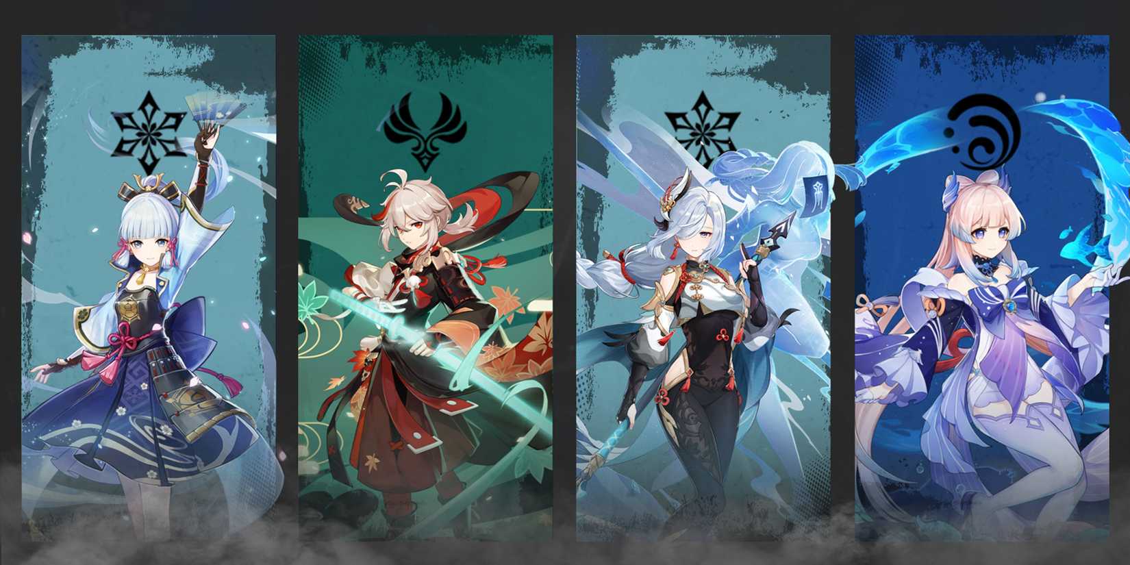 kazuha-shenhe-kokomi-and ayaka team composition in genshin impact