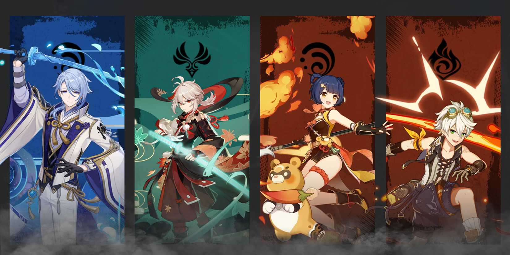 kazuha-xiangling-bennett-and ayato composition in genshin impact