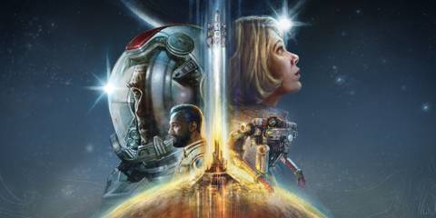 Key Art From Starfield Showing A Cinematic Arrangement Of The Game's Characters In Action Poses