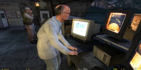 kleiner at a computer