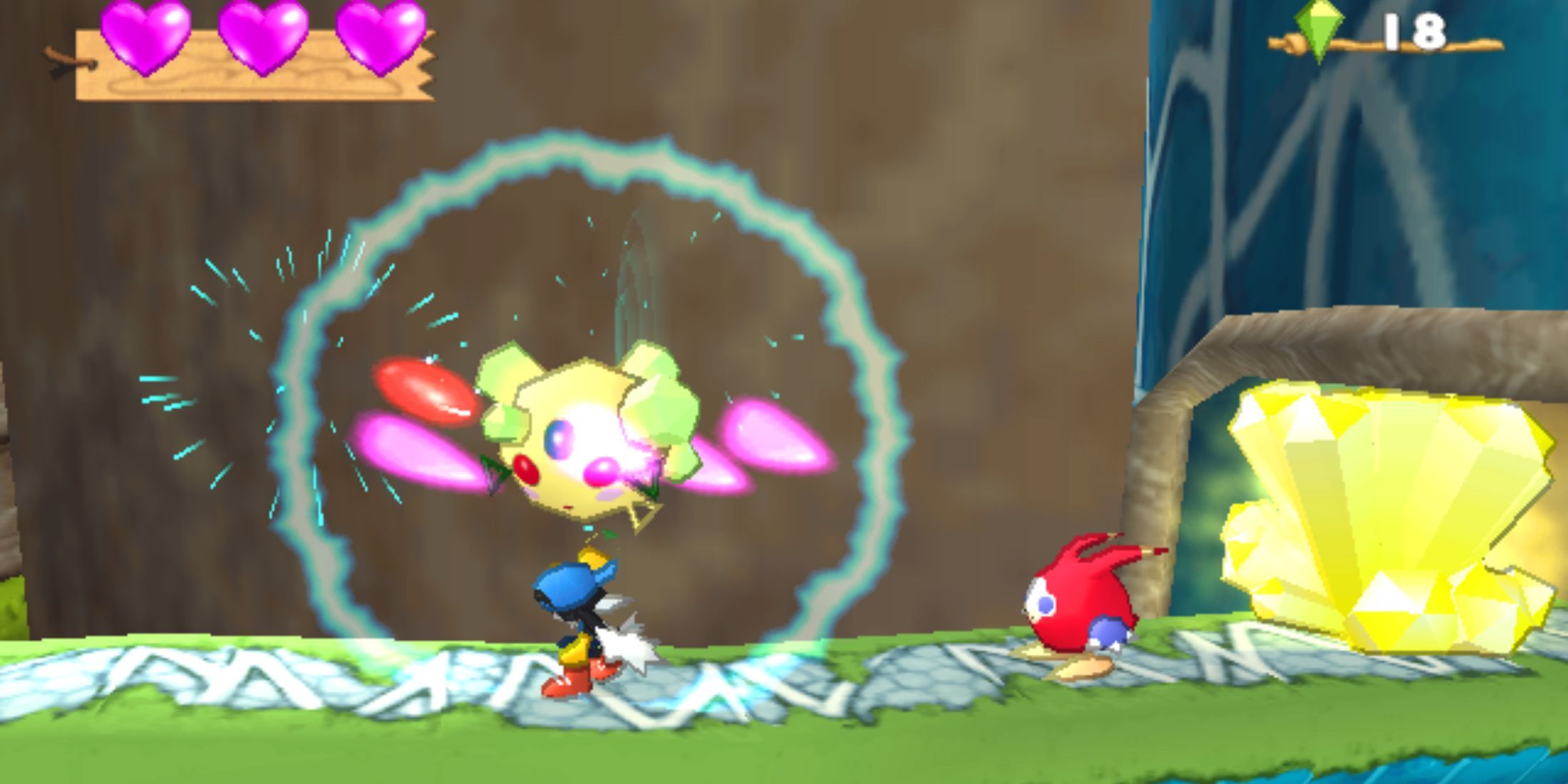 Klonoa fighting some enemies - Klonoa 2 Lunatea's Veil