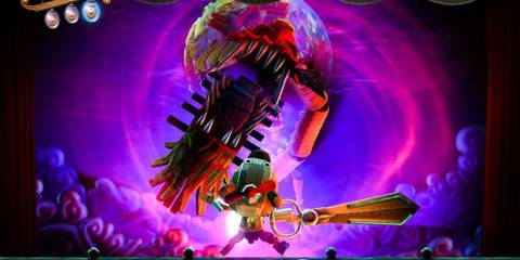 Kutaro faces a giant puppet dragon - Puppeteer