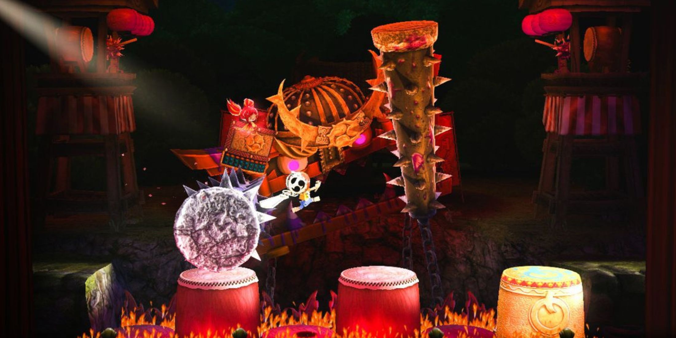 Kutaro facing a Japan-themed boss - Puppeteer