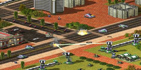 Lasers attacking in Command and Conquer Red Alert 2