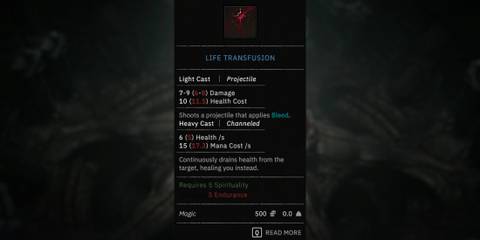 life transfusion spell in tainted grail the fall of avalon