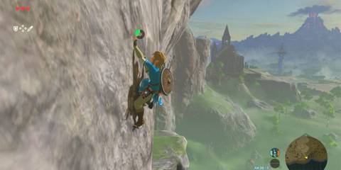 Link climbing a rock wall - The Legend of Zelda Breath of the Wild