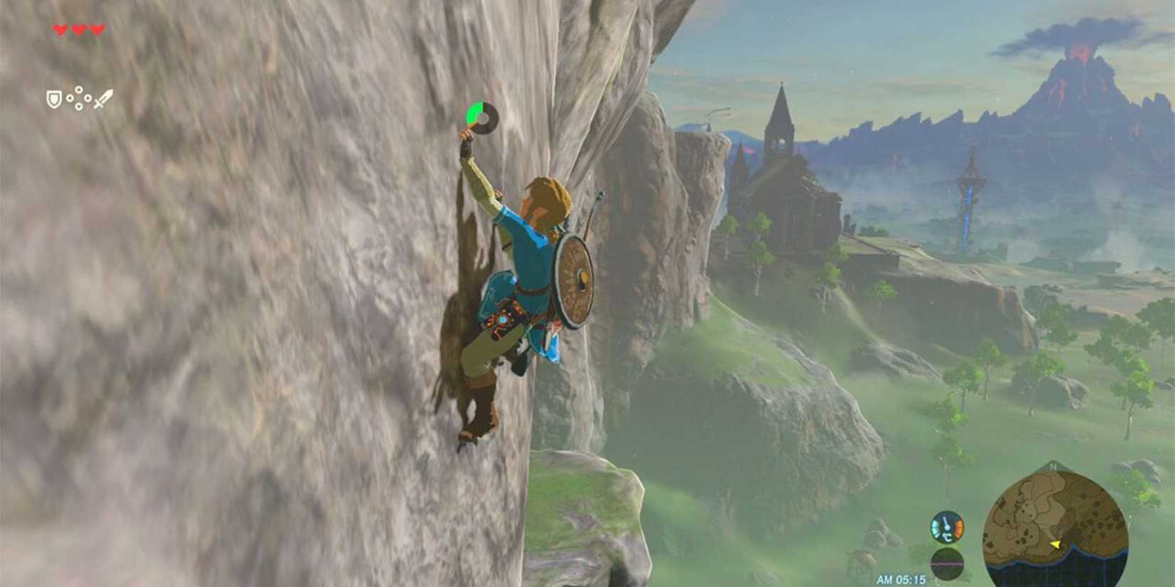 Link climbing a rock wall - The Legend of Zelda Breath of the Wild