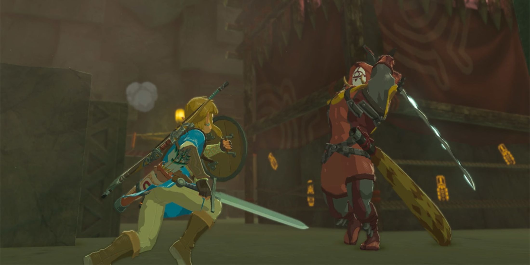 Link fighting a Yuga Clan warrior - The Legend of Zelda Breath of the Wild