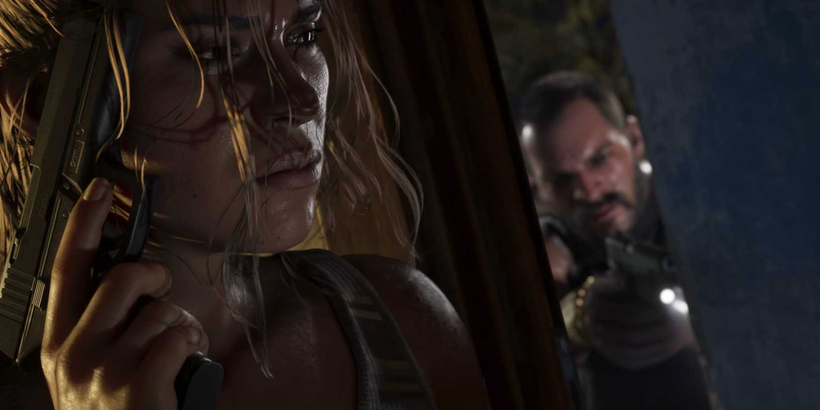 Lucia with a gun in Grand Theft Auto 6