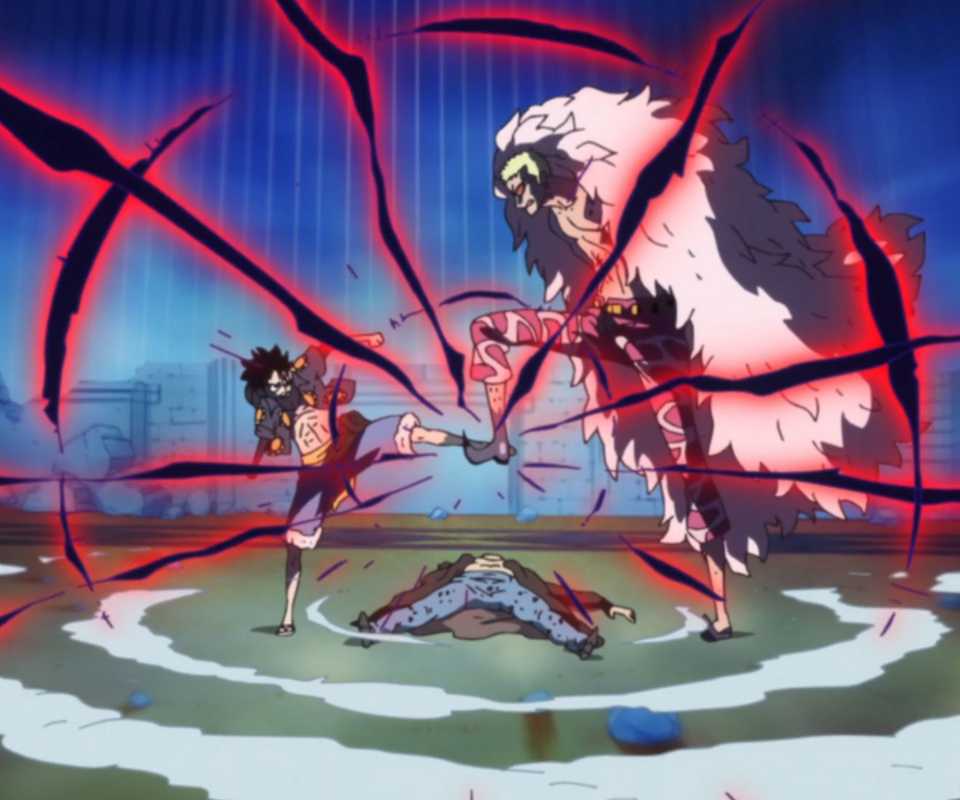 Luffy and Doflamingo's Conqueror's Haki clashing - One Piece