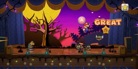 Mario jumping on a bunch of Goomba's heads - Paper Mario: The Thousand-Year Door